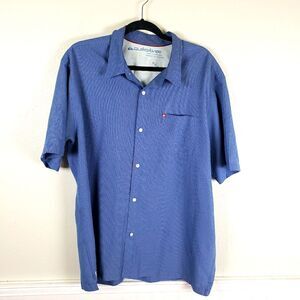 Men's Quicksliver Blue Checkeree Casual Button Down Short Sleeve Shirt SZ XL